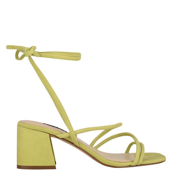 Nine West Gorg Ankle Wrap Block Heel Yellow Heeled Sandals | South Africa 23J24-4E97